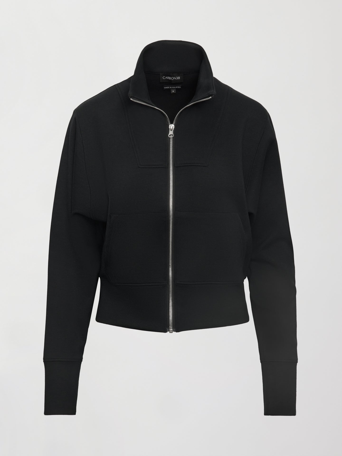 Carbon38 Full Zip Jacket in Interlock - Black