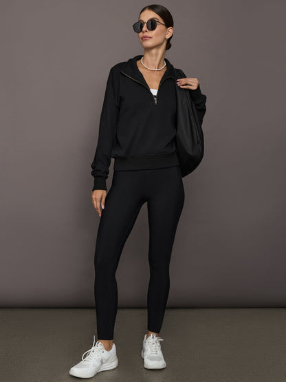 Carbon38 Half Zip Sweatshirt in French Terry - Black