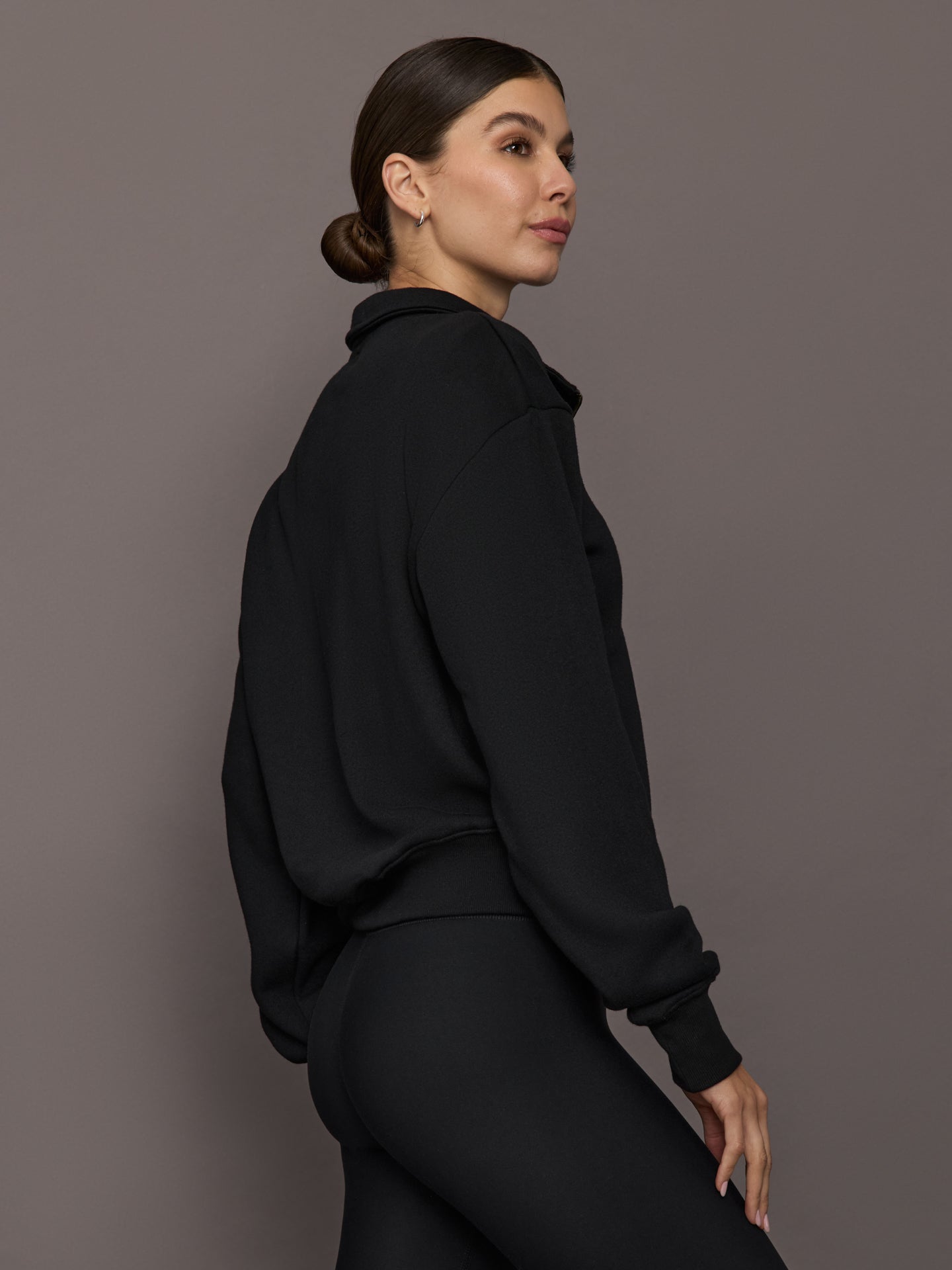 Carbon38 Half Zip Sweatshirt in French Terry - Black