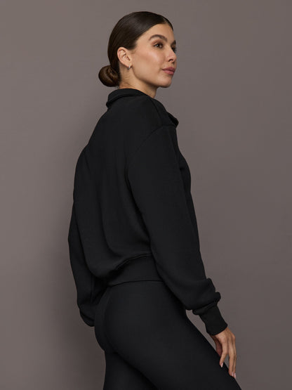 Carbon38 Half Zip Sweatshirt in French Terry - Black