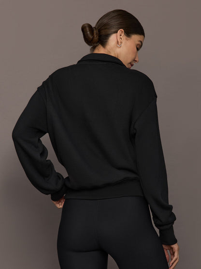 Carbon38 Half Zip Sweatshirt in French Terry - Black