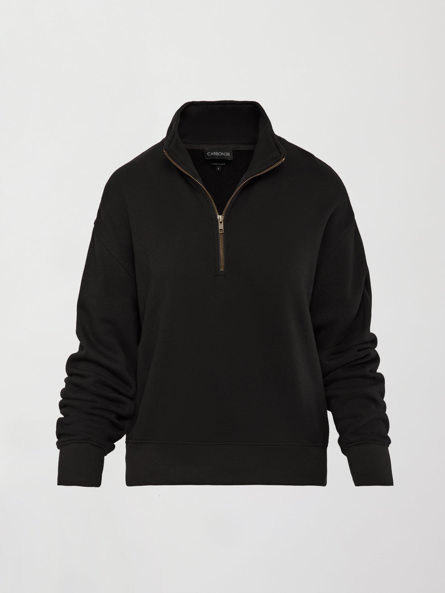 Carbon38 Half Zip Sweatshirt in French Terry - Black