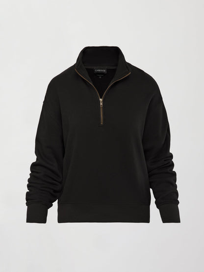 Carbon38 Half Zip Sweatshirt in French Terry - Black