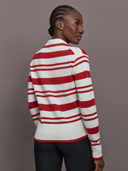 Carbon38 Johnny Collar Striped Sweater - Red/Cream