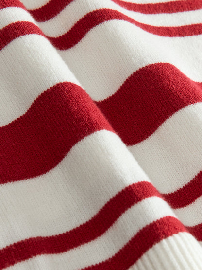 Carbon38 Johnny Collar Striped Sweater - Red/Cream