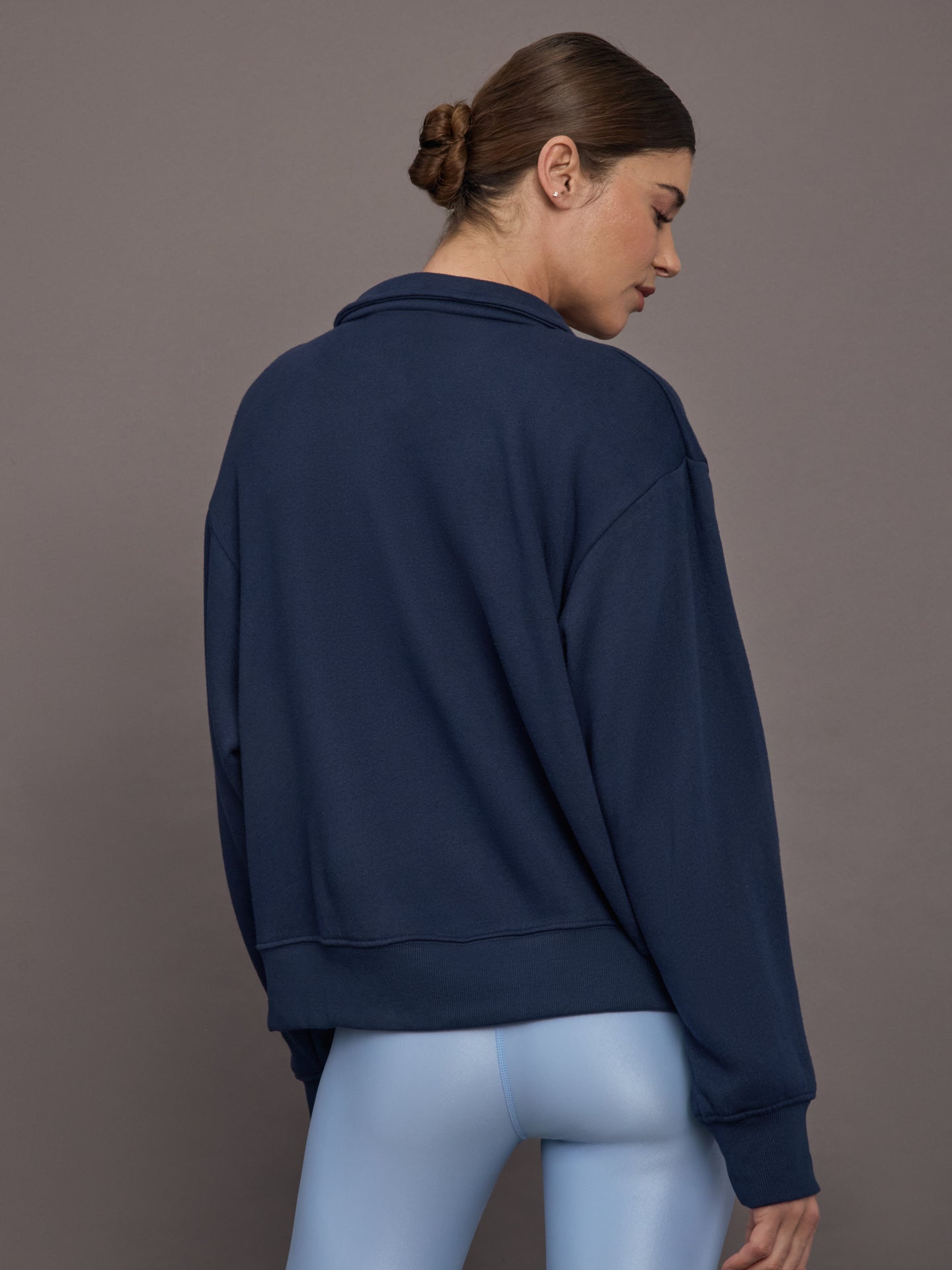 Carbon38 Johnny Collar Sweatshirt in French Terry - Navy Blazer