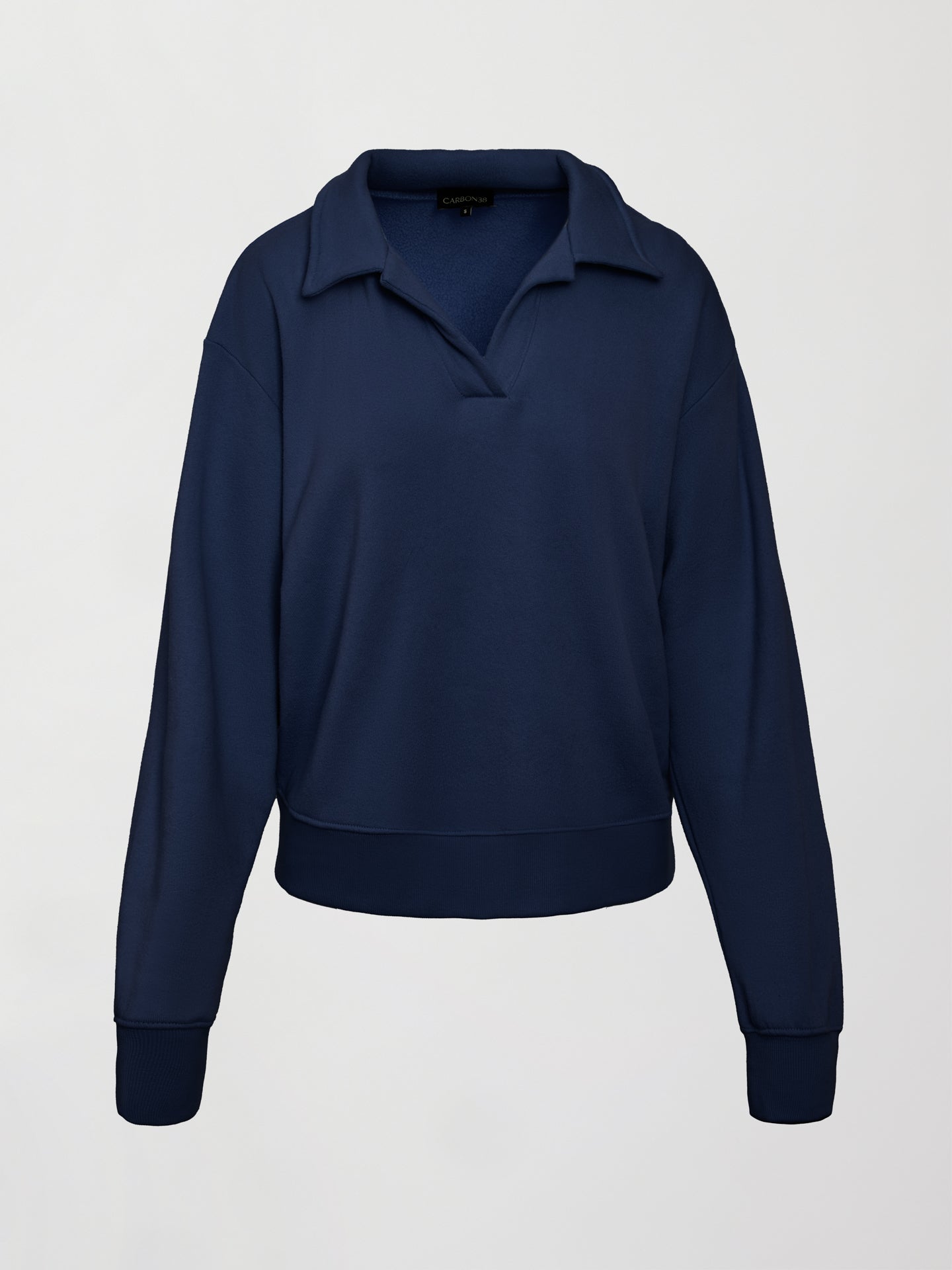 Carbon38 Johnny Collar Sweatshirt in French Terry - Navy Blazer