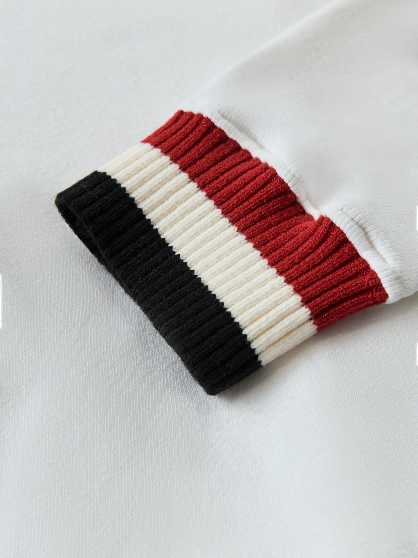 Carbon38 Banded Sweatshirt in French Terry - White with Black/White/Red