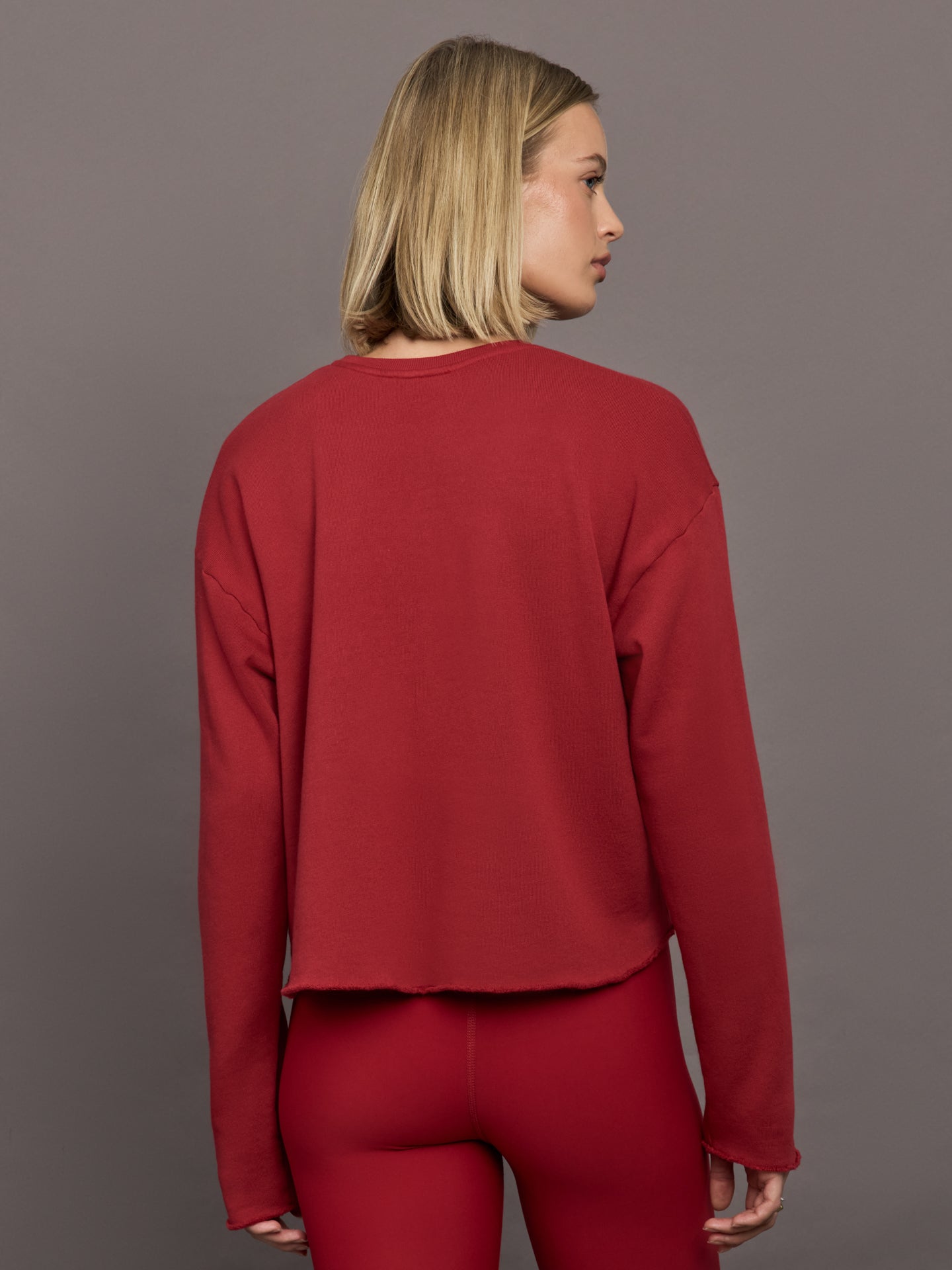 Carbon38 Crew Neck Sweatshirt in French Terry - Cherry Red