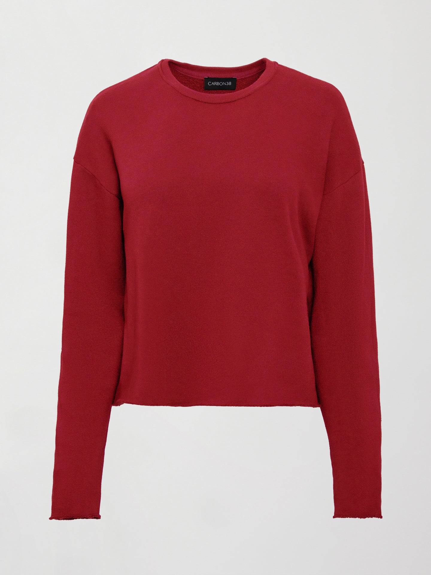 Carbon38 Crew Neck Sweatshirt in French Terry - Cherry Red