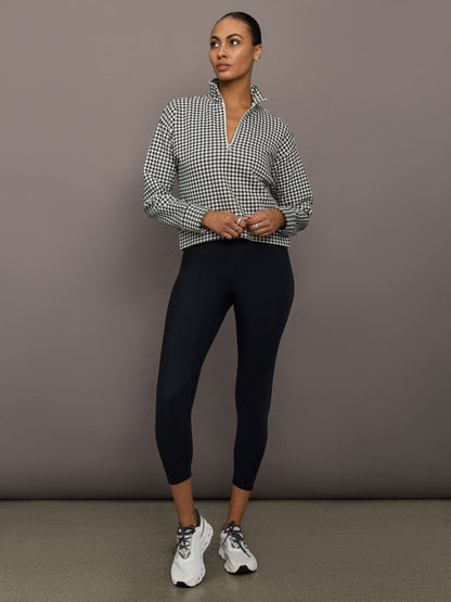 Carbon38 Houndstooth Half Zip - Ivory / Faded Black