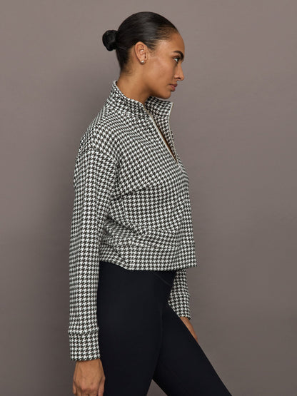 Carbon38 Houndstooth Half Zip - Ivory / Faded Black