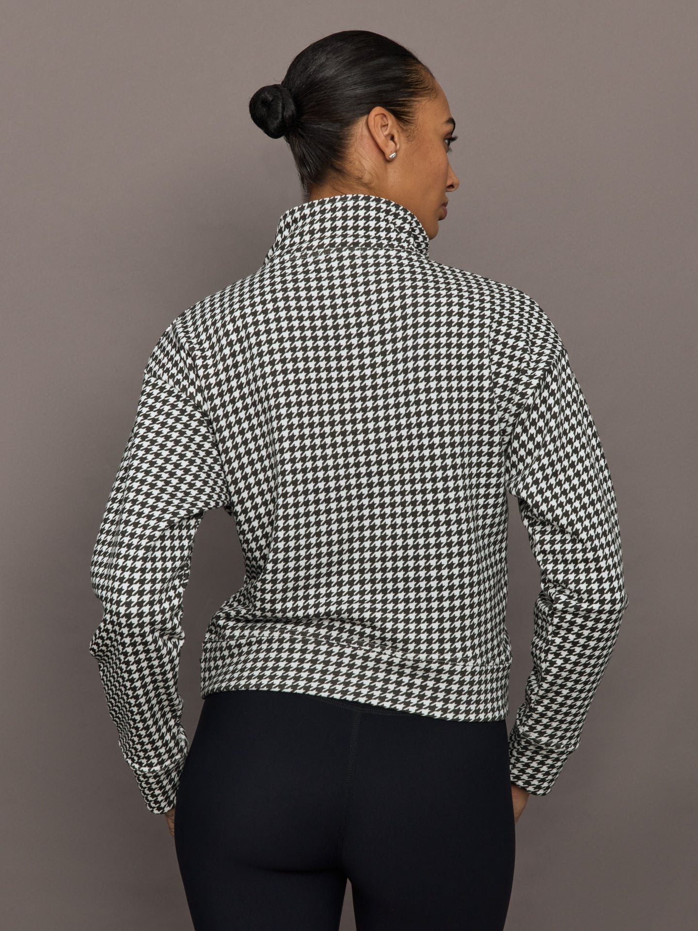 Carbon38 Houndstooth Half Zip - Ivory / Faded Black