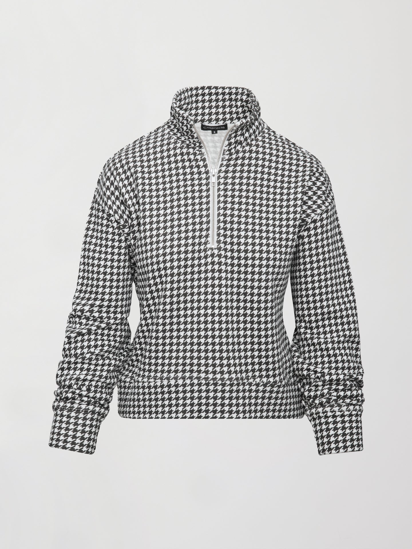 Carbon38 Houndstooth Half Zip - Ivory / Faded Black