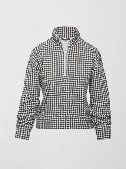 Carbon38 Houndstooth Half Zip - Ivory / Faded Black