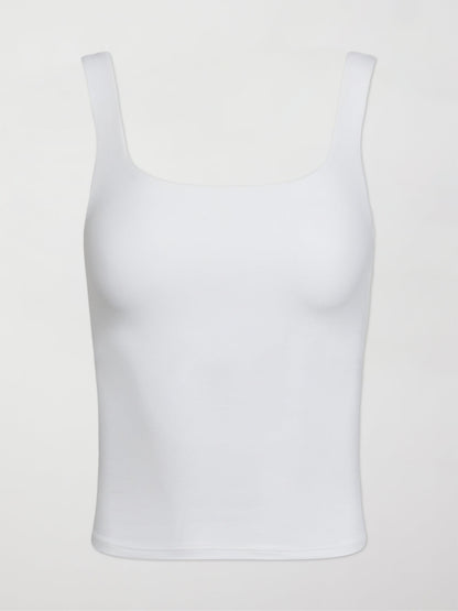 Carbon38 Wide Scoop Bra Tank in Melt - White