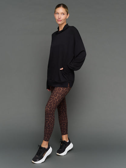 Carbon38 Mock Neck Pullover in Interlock - Black