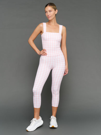 Carbon38 Gingham Square Neck Tank in Melt - Pink Gingham
