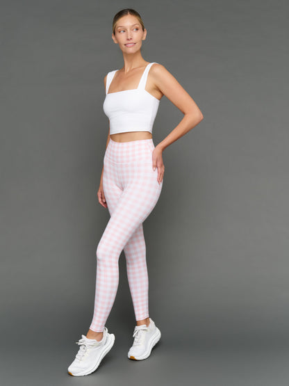 Carbon38 Gingham High Rise Legging in Melt - Pink Gingham