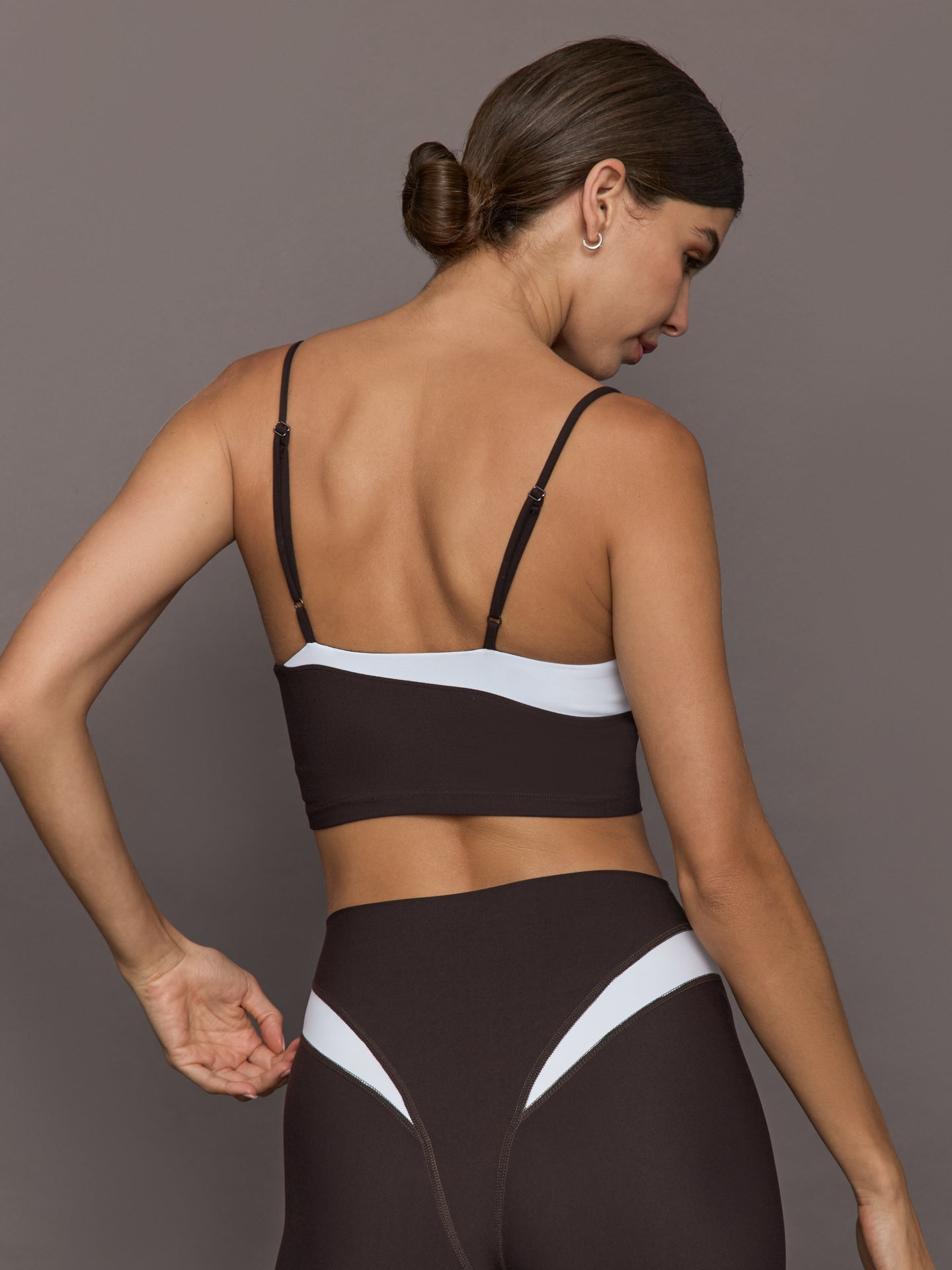 Carbon38 Spliced Colorblock Bra in Melt - Chocolate Torte / White