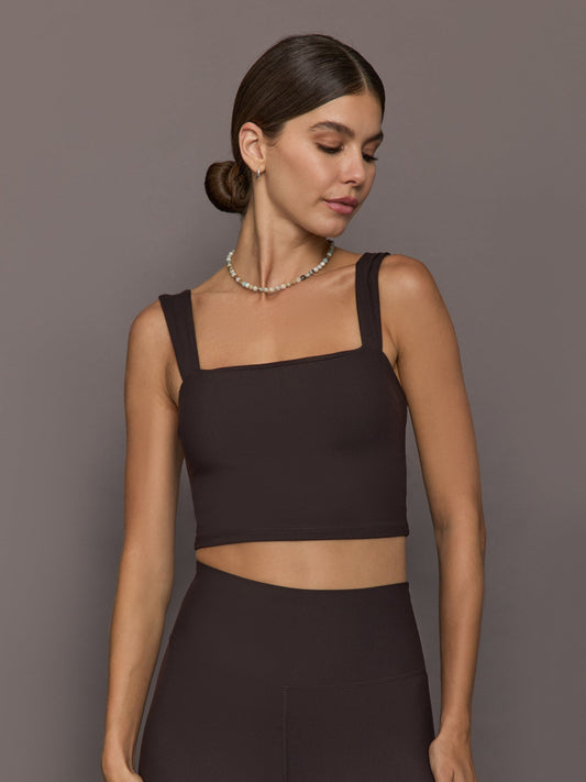 Carbon38 Square Neck Bra in Melt - Chocolate Torte