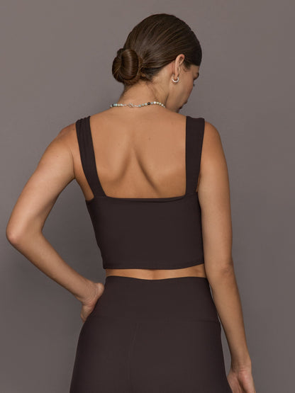 Carbon38 Square Neck Bra in Melt - Chocolate Torte