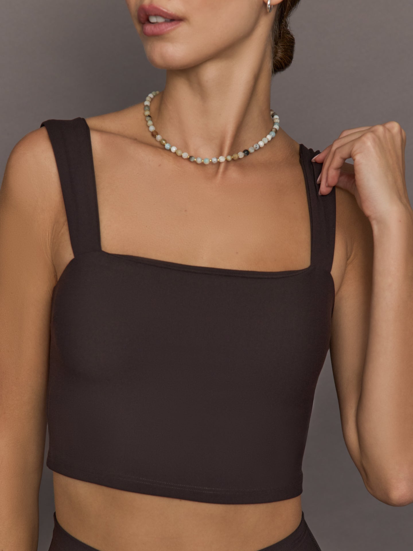 Carbon38 Square Neck Bra in Melt - Chocolate Torte