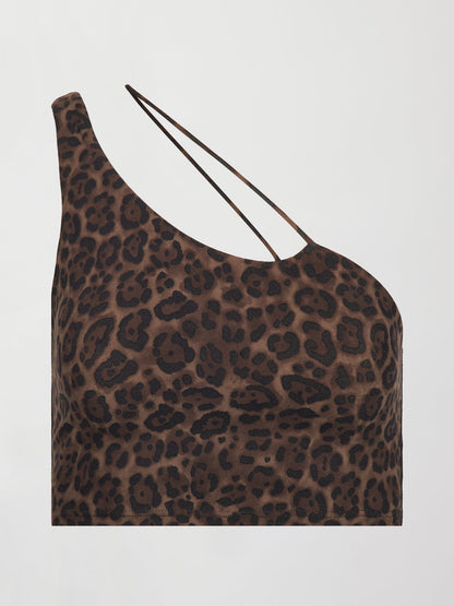 Carbon38 One Shoulder Convertible Bra Top - Leopard Print