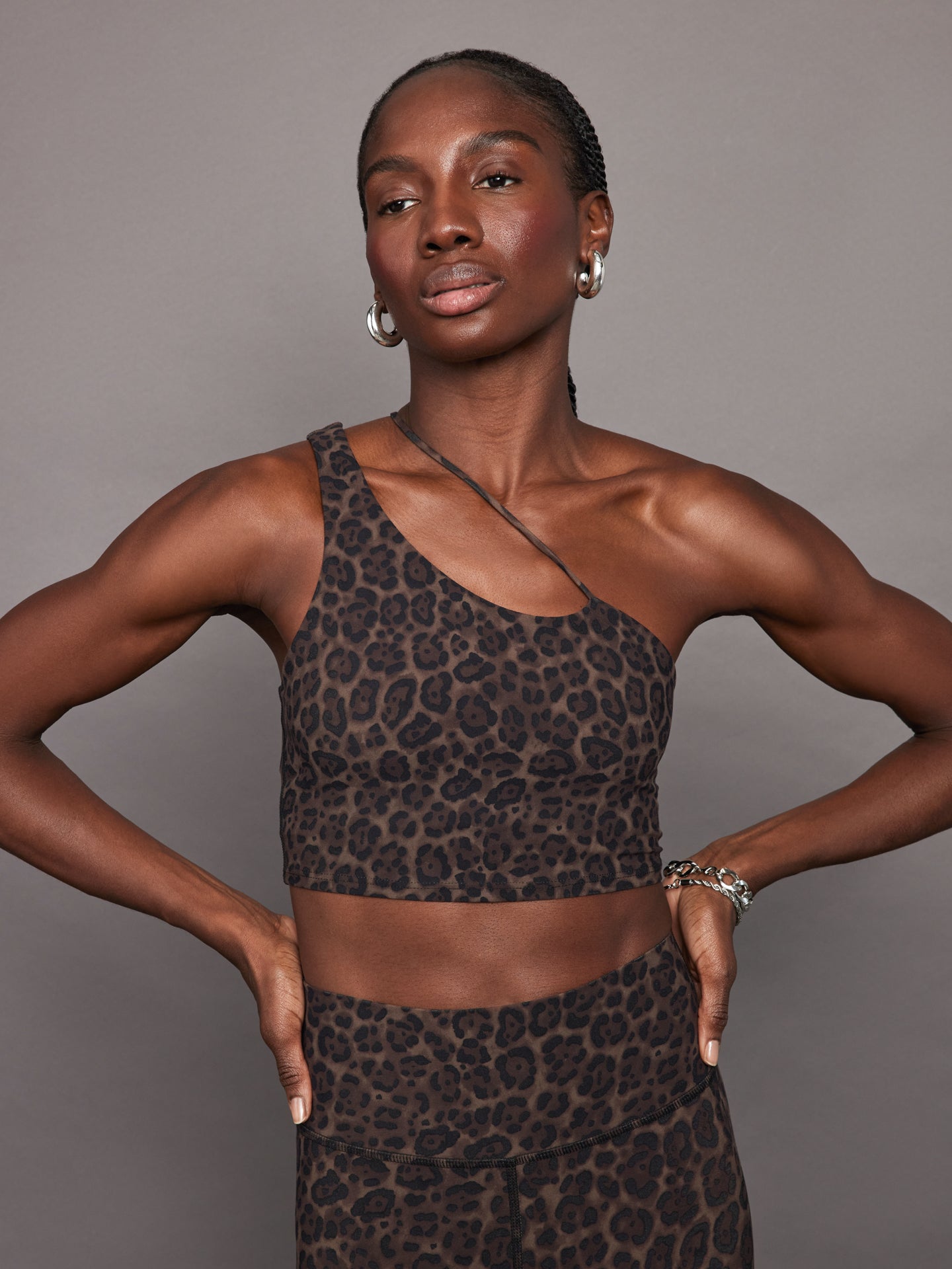 Carbon38 One Shoulder Convertible Bra Top - Leopard Print