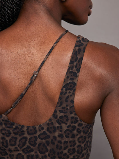 Carbon38 One Shoulder Convertible Bra Top - Leopard Print