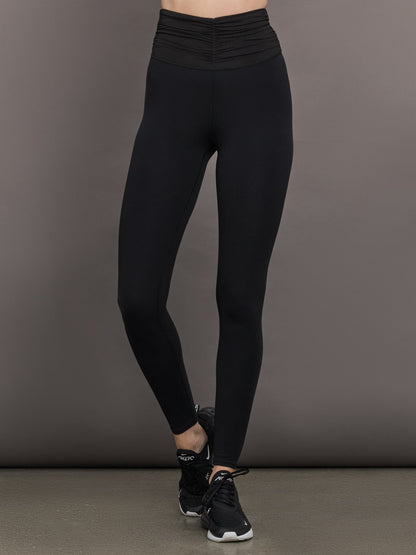 Carbon38 Ruched Mesh Legging in Melt - Black