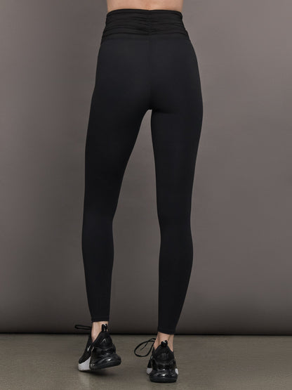 Carbon38 Ruched Mesh Legging in Melt - Black