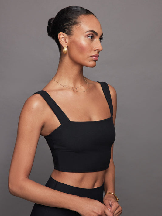 Carbon38 Square Neck Bra Top in Melt - Black