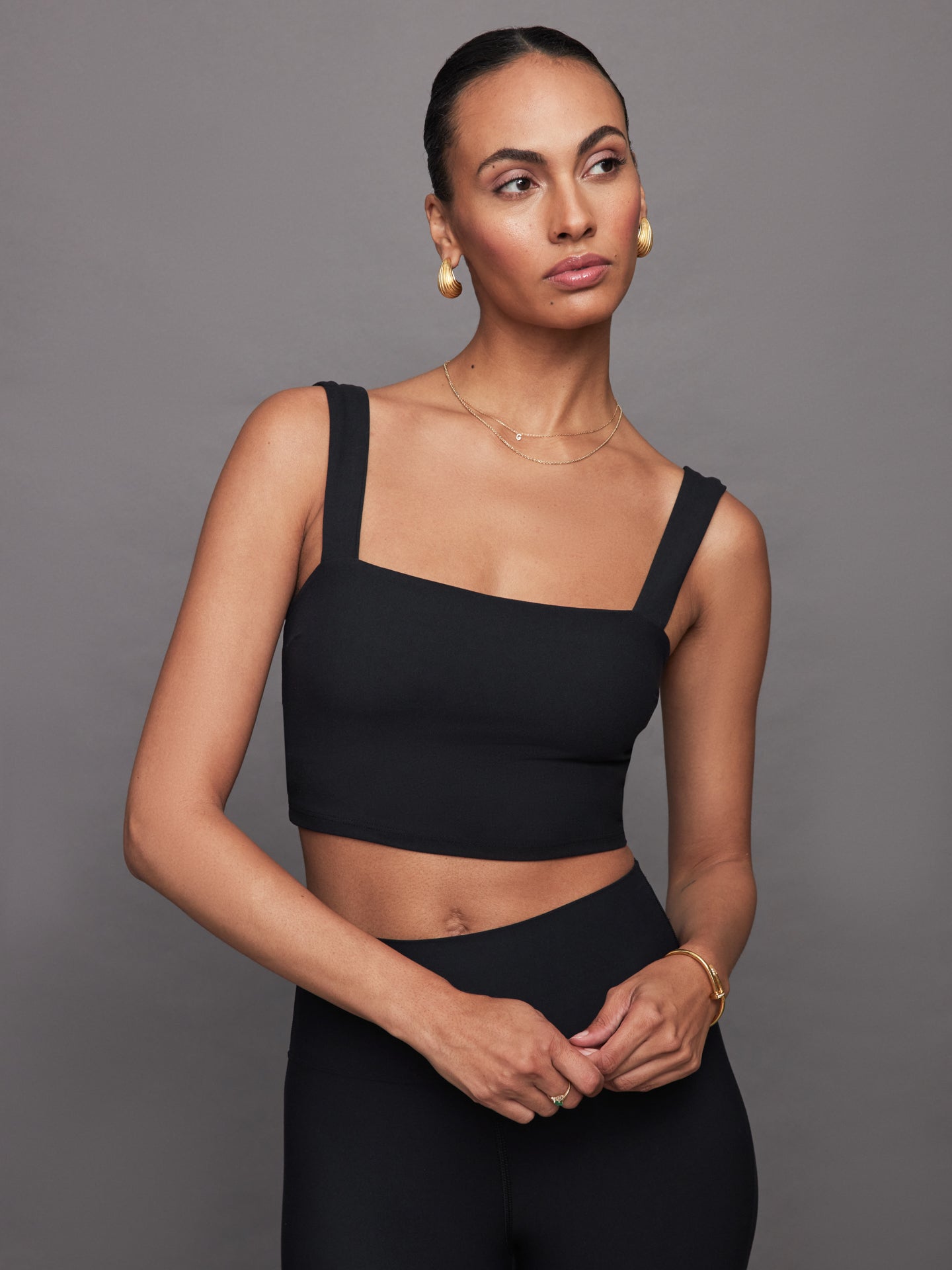 Carbon38 Square Neck Bra Top in Melt - Black