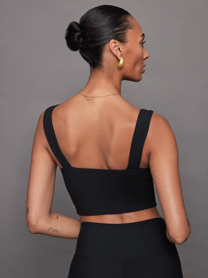 Carbon38 Square Neck Bra Top in Melt - Black