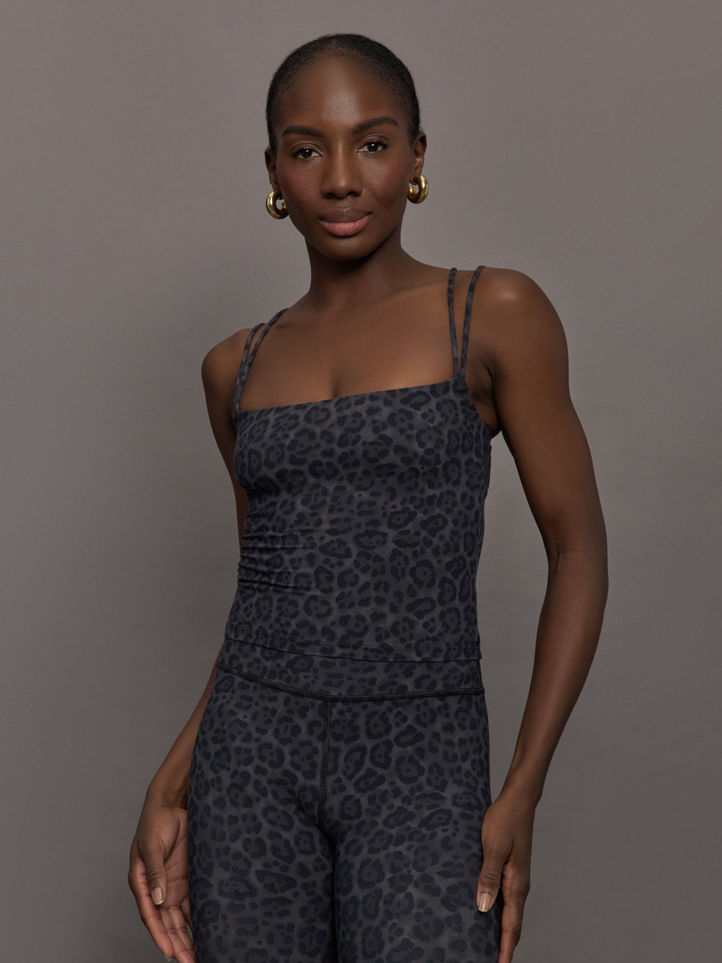 Carbon38 Strappy Tank in Melt - Charcoal Leopard
