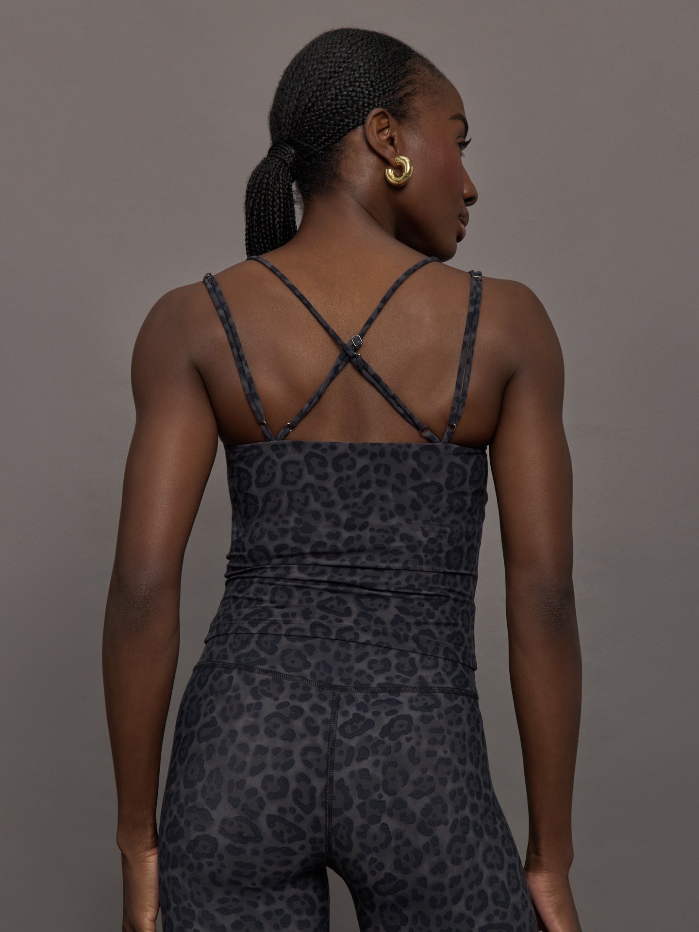 Carbon38 Strappy Tank in Melt - Charcoal Leopard