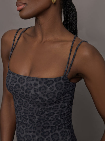 Carbon38 Strappy Tank in Melt - Charcoal Leopard