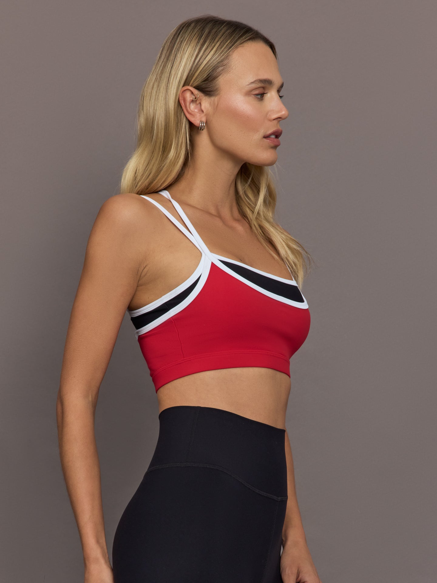 Carbon38 Double Layered Bra in Melt - Black/Crimson/ White Binding