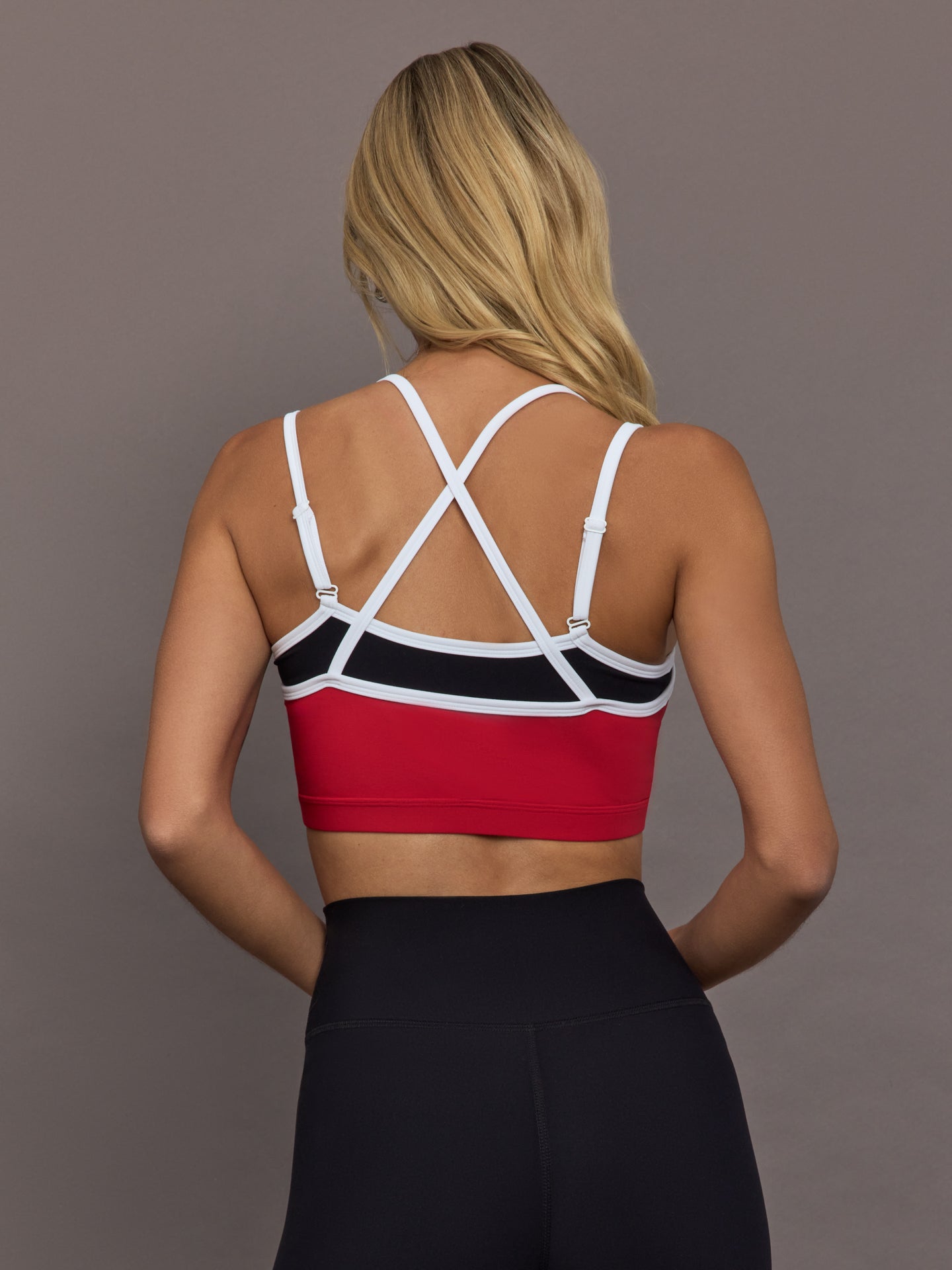 Carbon38 Double Layered Bra in Melt - Black/Crimson/ White Binding