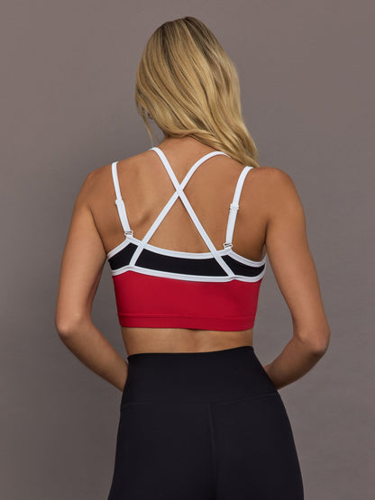 Carbon38 Double Layered Bra in Melt - Black/Crimson/ White Binding