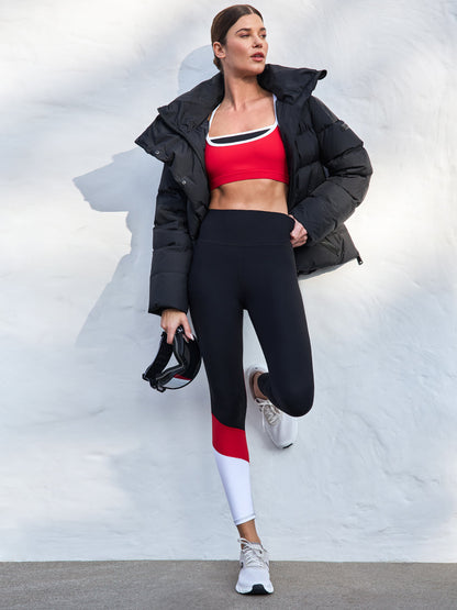 Carbon38 Double Layered Bra in Melt - Black/Crimson/ White Binding