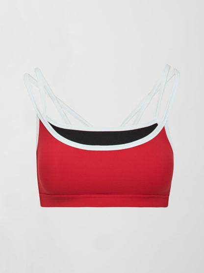 Carbon38 Double Layered Bra in Melt - Black/Crimson/ White Binding