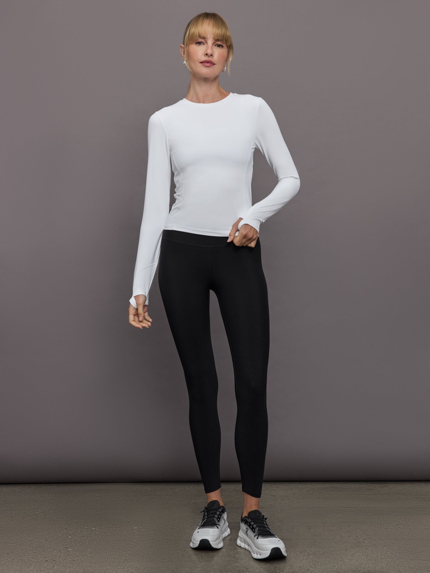 Carbon38 Long Sleeve Crew Neck in Melt - White