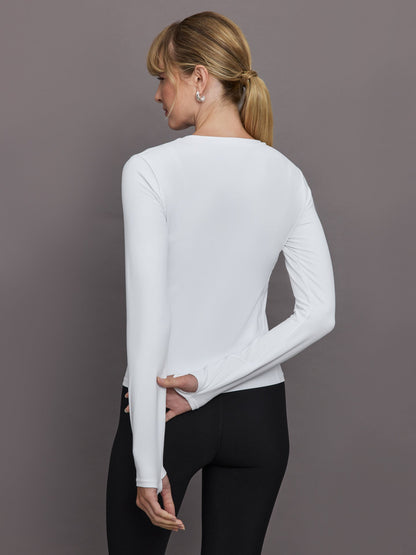 Carbon38 Long Sleeve Crew Neck in Melt - White