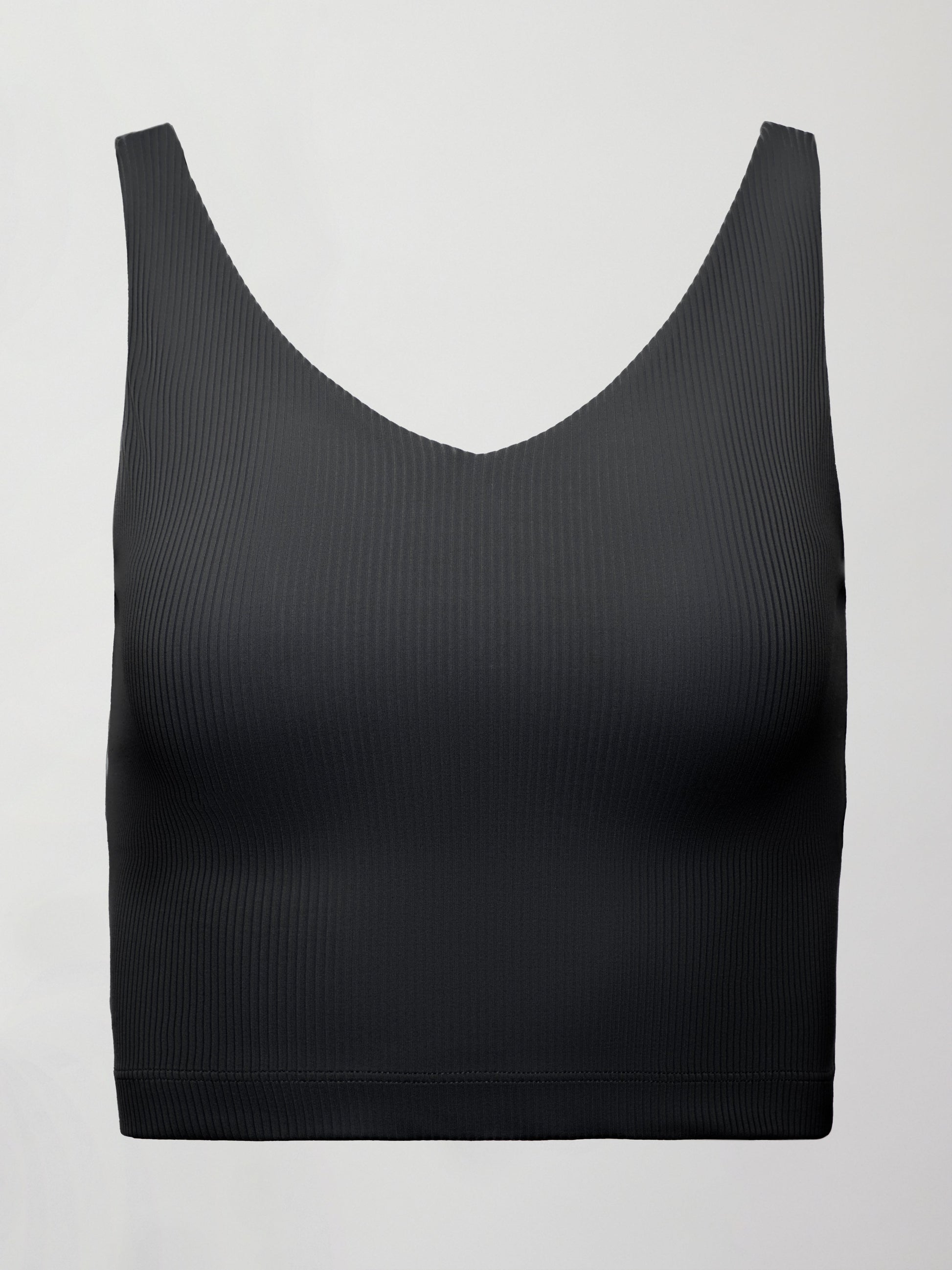 Carbon38 V-Neck Tank in Ribbed Melt - Black