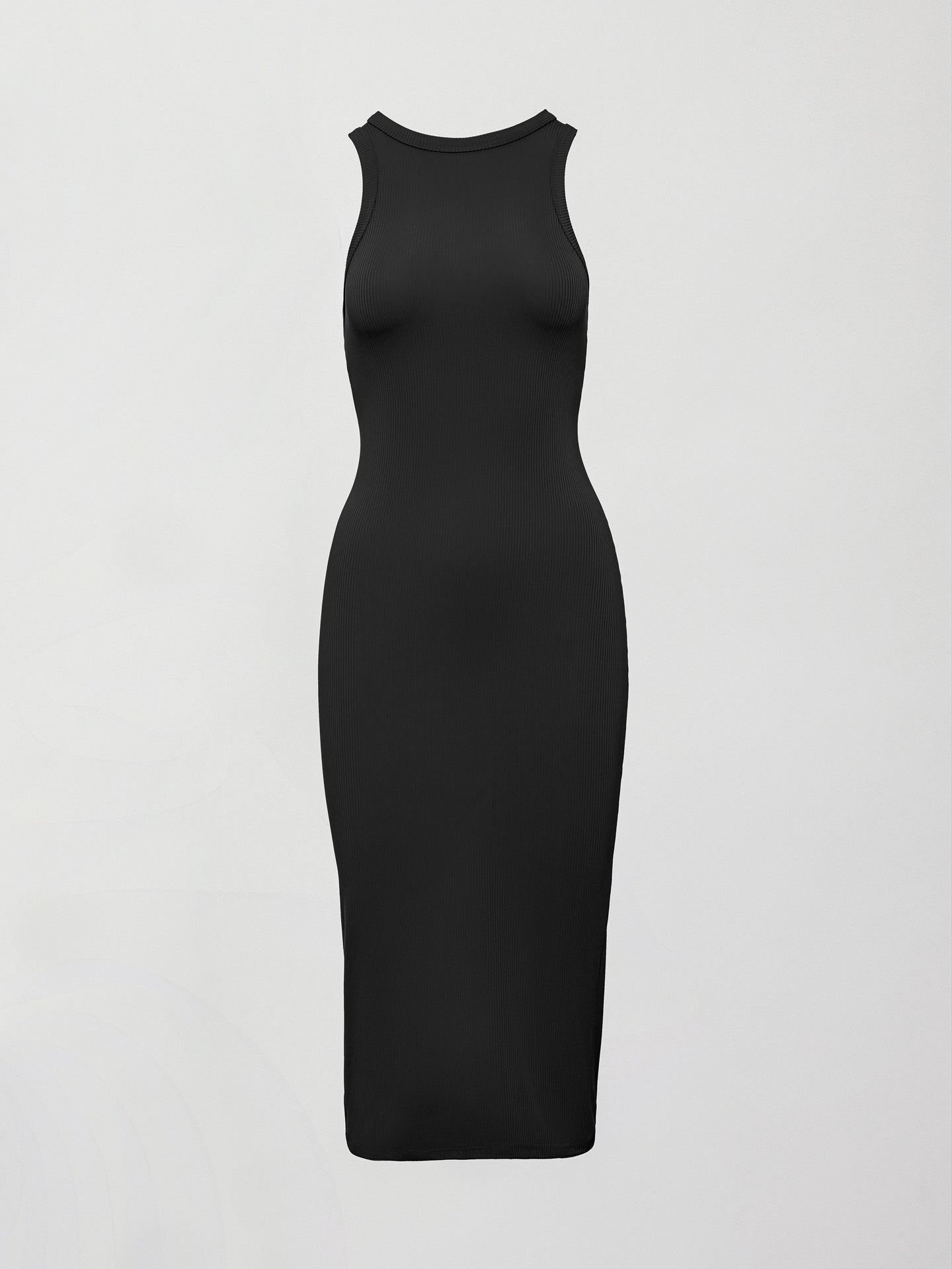 Carbon38 High Neck Tank Dress in Ribbed Melt - Black