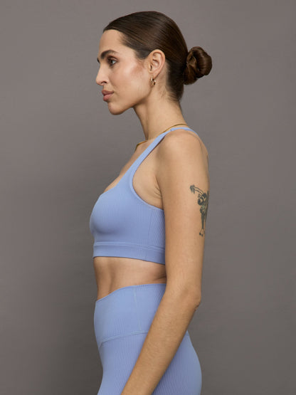 Carbon38 Racerback Bra in Ribbed Melt - Hydrangea