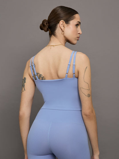 Carbon38 V-Neck Tank in Ribbed Melt - Hydrangea