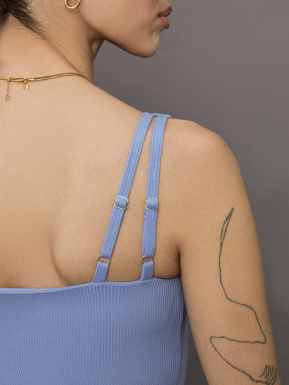 Carbon38 V-Neck Tank in Ribbed Melt - Hydrangea